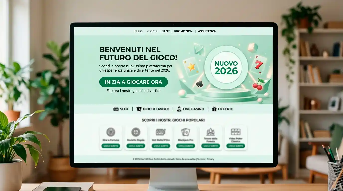 Schermata di home page di un nuovo casino online appena lanciato con sezione di benvenuto in primo piano